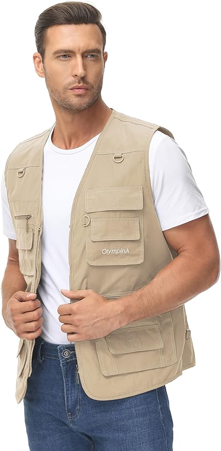Lentta Men's Fishing Vest Summer Outdoor Lightweight Work Photo Vest 16 Pockets
