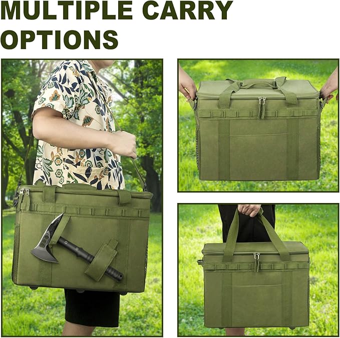 FUNANASUN Multi-Functional 40L Tactical Camping Storage Bag with Customizable Compartments & MOLLE System for Camping, Hiking, and Vehicle Organization