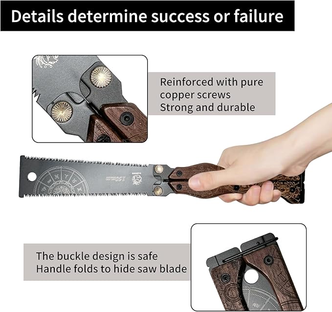 Folding Hand Saw | 6.5" Handle with 5.7" Blade | High-Carbon Steel (13/15 TPI) for Woodworking, Pruning, DIY, Japanese Saw, Lightweight Mini Saw, Portable Man's Gift