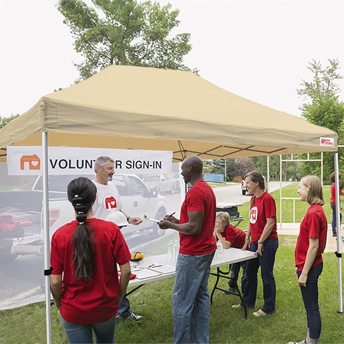 MASTERCANOPY Heavy Duty Pop-up Canopy Tent with Sidewalls (10x15,Beige)