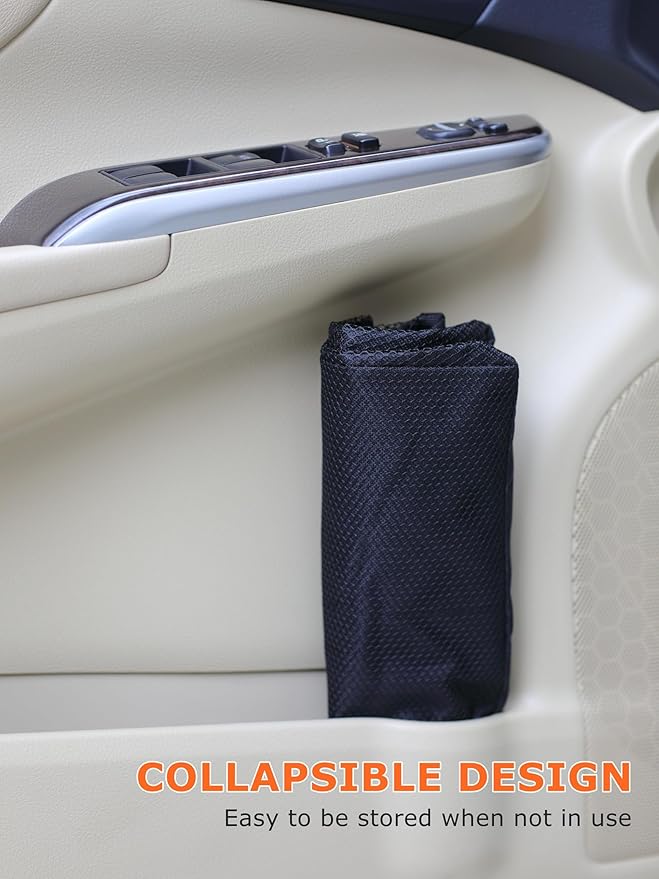 Ginsco New Leak-Proof Travel Car Trash Bag, 3.5 Gallons Large Capacity Hanging Car Trash Can with Hook and Loop Lid and Handle, Multipurpose Trash Bin with Storage Pockets for SUV RV Camping (Black)