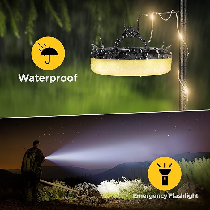OGERY 3-Pack Camping String Lights, 2 in 1 Quick Storage 32.8FT Rechargeable Tent Lights String with 8 Lighting Modes, Hanging Waterproof Portable LED Lamp for Christmas Decor Party Bedroom Yard
