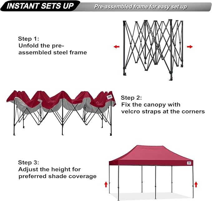 ABCCANOPY Patio Pop Up Canopy Tent 10x20 Commercial-Series(Burgundy)