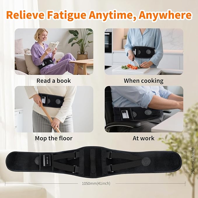 Cordless Heating Pad with Massager,Rechargeable Back Warmer with Heating and Vibration Function,Auto Shut Off,Helps Relieve Period Cramps and Back Pain,Ideal Birthday Gift for Dad,Mom,Men,Women