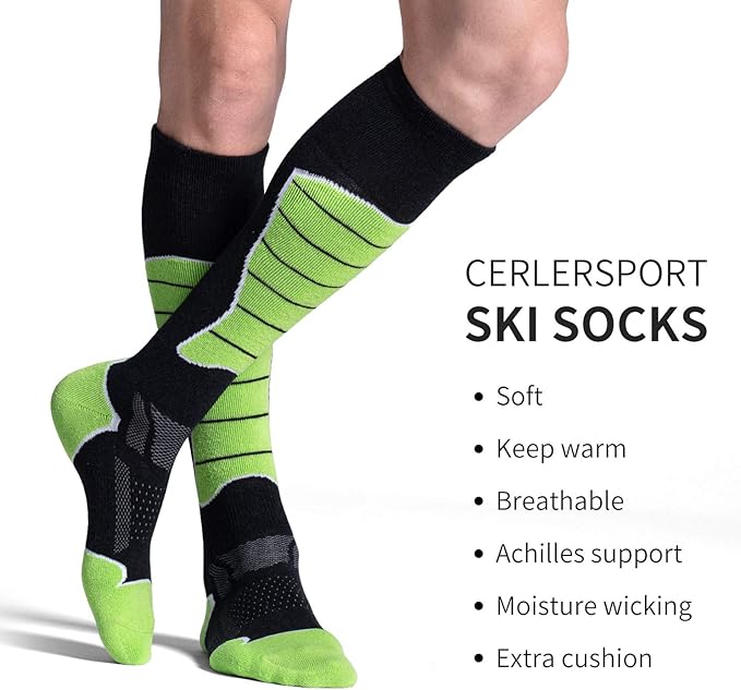 CS CELERSPORT 2/3/4 Pack Ski Socks for Men and Women Skiing, Snowboarding, Winter Performance Socks