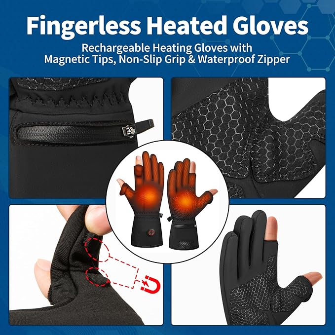 Heated Gloves, Electric Gloves Heated for Men/Women Rechargeable, Waterproof Work Motorcycle Glove for Winter Outdoor