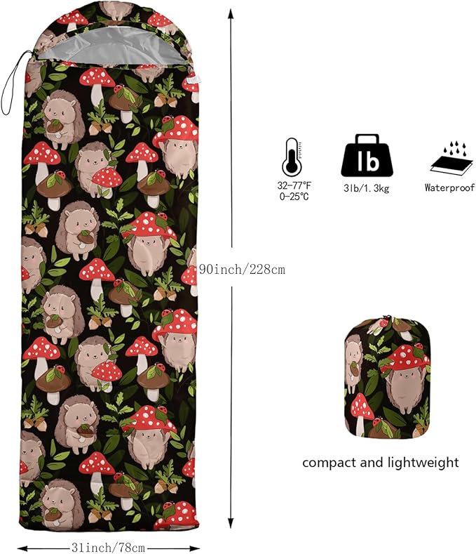 AILONEN Outer Space Astronaut Camping Sleeping Bags,Lightweight & Waterproof,3 Season Warm & Cool Weather,Cartoon Sleeping Bags for Kids,Boys Girls Travelling,Outdoors