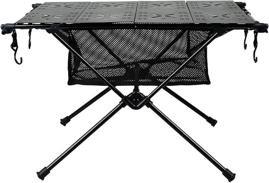 Foldable Camping Table - Portable Lightweight Aluminum Outdoor Table for Camping, Beach, Picnic | Compact Folding Design with Mesh Storage & Vented Top