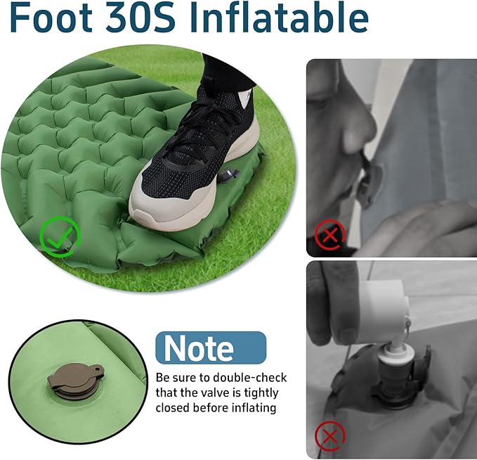 Ultralight Backpacking Sleeping Pad for Camping, with Inflatable Neck Camping Pillow, Lightweight Inflatable Sleeping Pad for Adults, Portable for Hiking, Car Travel - Durable & Comfortable