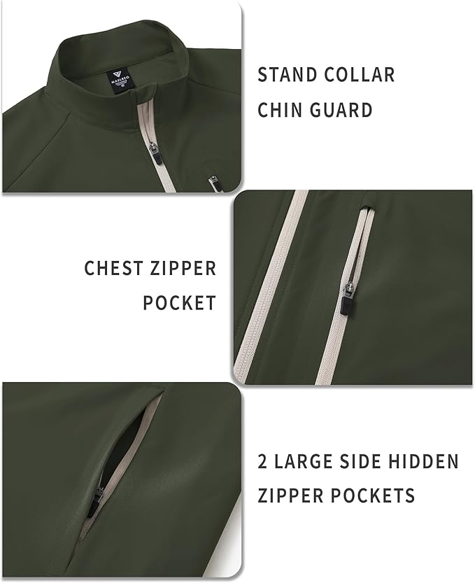 M MAELREG Mens Vests Outerwear Windproof Lightweight Softshell Vests Zip Pockets Sports Sleeveless Jacket Golf Vests for Men