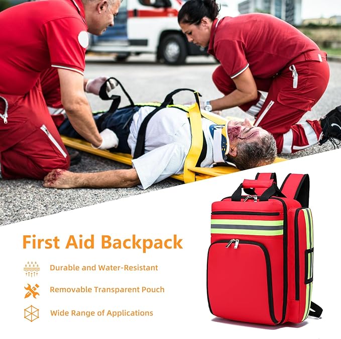 Medical Bag First Aid bag Medical Backpack,Medicine Bag,First Aid Backpack with Removable Transparent Pouch for Traveling Nurses Home Car (Bag Only)