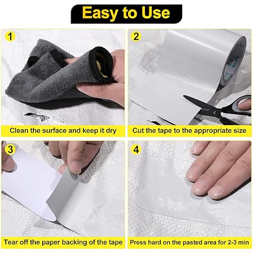 Tent Repair Tape RV Awning Repair Tape, Tent Repair Kit Waterproof Tenacious Adhesive Tape for Fabric, Awning, RV Roof, Tarp, Tent, Sail and Boat Cover (White, 5inch×25FT)