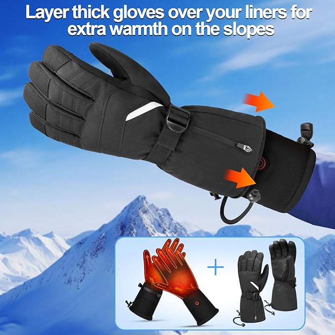 Heated Gloves, Electric Gloves Heated for Men/Women Rechargeable, Waterproof Work Motorcycle Glove for Winter Outdoor