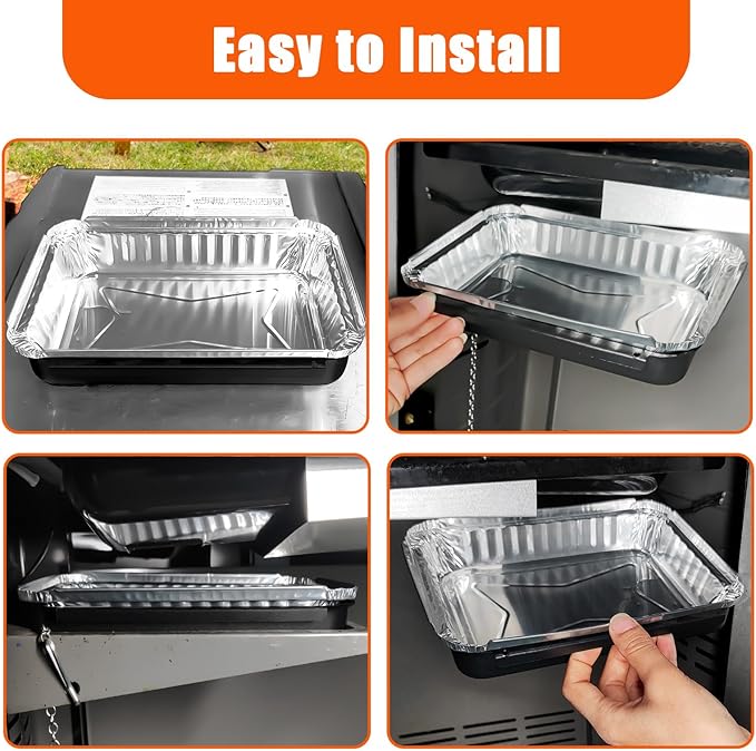 for Weber Drip Pan Replacement 93305 Catch Pan for Weber with 20-Pack 6415 Foil Grease Tray Liners | Grease Catcher for Weber Genesis & Spirit Grills Silver/Gold/Platinum1000-5500 Summit Grills