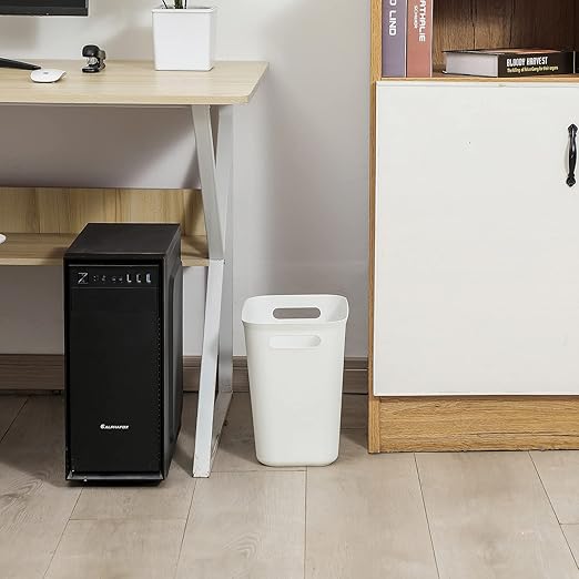 UUJOLY Plastic Small Trash Can Wastebasket, Garbage Container Basket for Bathrooms, Laundry Room, Kitchens, Offices, Kids Rooms, Dorms, 3.5 Gallon, White, 3 Pack