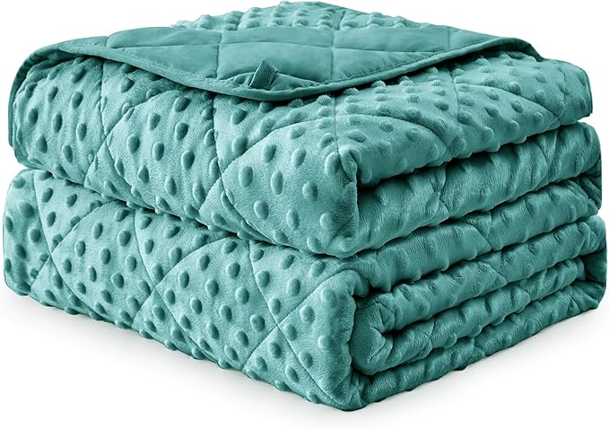 Weighted Blanket for Adults (15lbs, 48"x72" Twin Size) - Minky Heavy Blanket Microfiber for 120-160lbs with Premium Glass Beads - Soft Thick Blanket for All-Season Sleeping Comfort - Teal