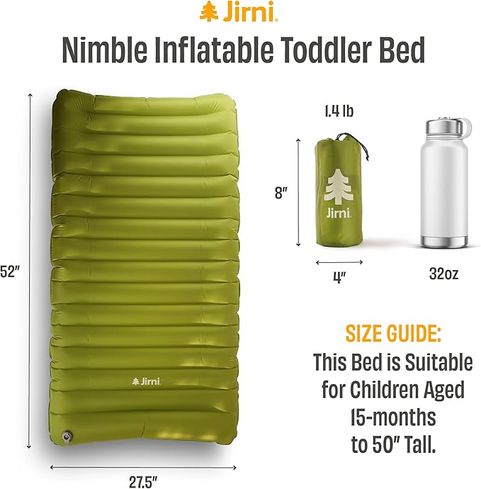Nimble Toddler Travel Bed | Innovative New Pump | Ultra Lightweight & Super Durable Kids Air Mattress | Eco-Friendly Toddler Air Mattress | Child Travel Bed | Inflatable Portable Bed for Kids