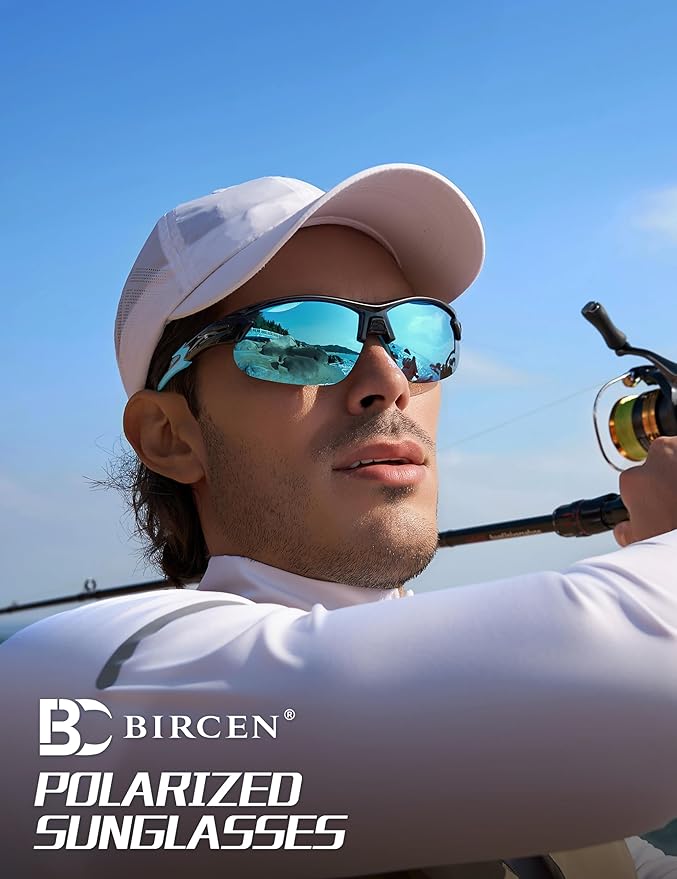 BIRCEN Polarized Sport Sunglasses for Men: UV Protection Fishing Shades for Golf Baseball Driving Motorcycle BC3065