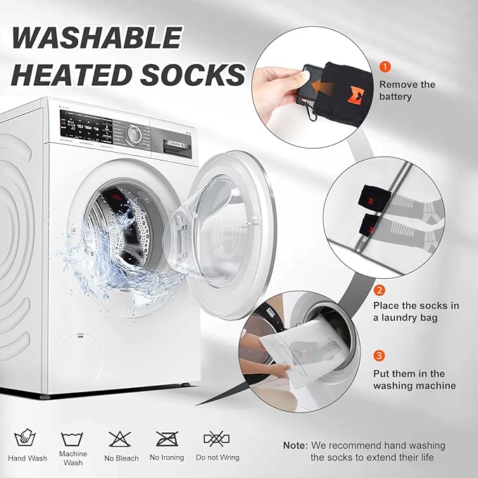 Heated Socks, 5V 6000mAh Rechargeable Heated Socks for Men Women, Electric Heated Socks with 4 Heating Levels for Outdoors Working Skating Skiing Hunting Hiking Cycling
