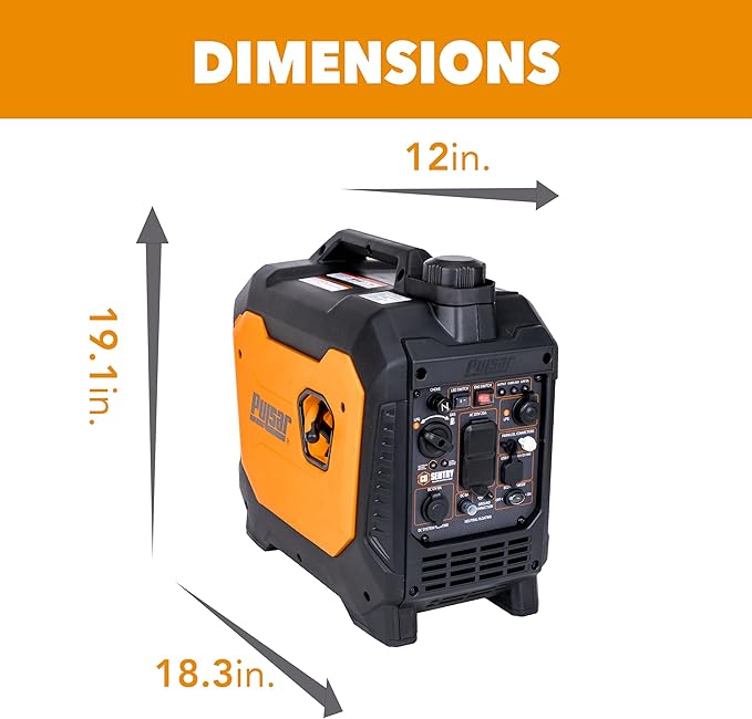 Pulsar 2700 Watt Portable Inverter Generator, Dual Fuel Gasoline & Propane, CO Sensor, Super Quiet, Use for Jobsite, Camping, Outdoor & Home, NE27BISCO