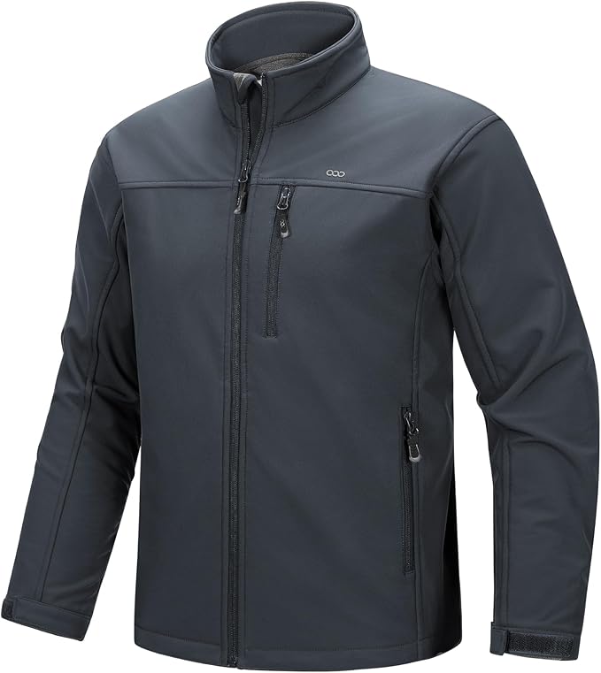 33,000ft Men's Waterproof Softshell Jacket Warm Fleece Lined Windbreaker Lightweight Soft Shell for Travel Hiking Golf