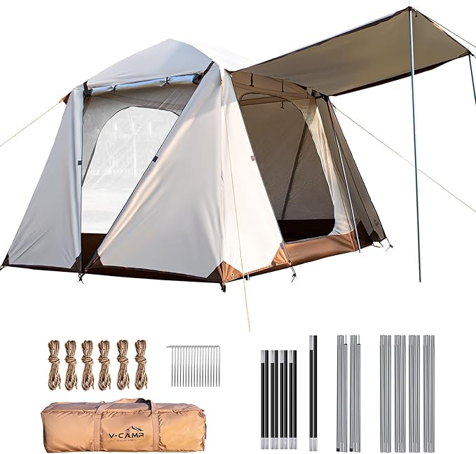 Tents for Camping 4 Person Tents Waterproof Easy Setup, Double Layer Family Camping Tent, Cabin Tents for Outdoor Hiking