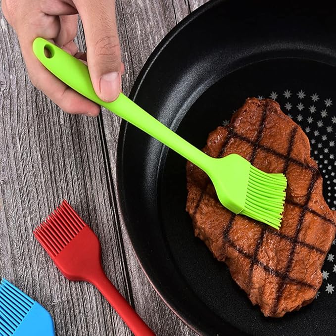 Silicone brush, BBQ/Pastry Basting Brushes,Silicone Cooking Grill Barbecue Baking Pastry Oil/Honey/Sauce Brush (7 PCS,pink)