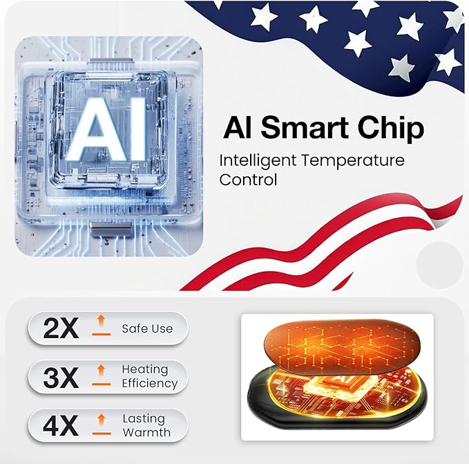 AI Hand Warmers Rechargeable 2 Pack, AI Smart Chips Electric Hand Warmers, 20Hrs Long Safe Heat, Portable Pocket Heater, Gifts for Christmas, Outdoor, Golf, Hunting, Camping Accessories -Black