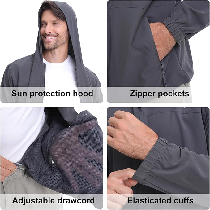 TRAILSIDE SUPPLY CO. Men's Sun Protection Cycling Jacket Lightweight Windbreaker
