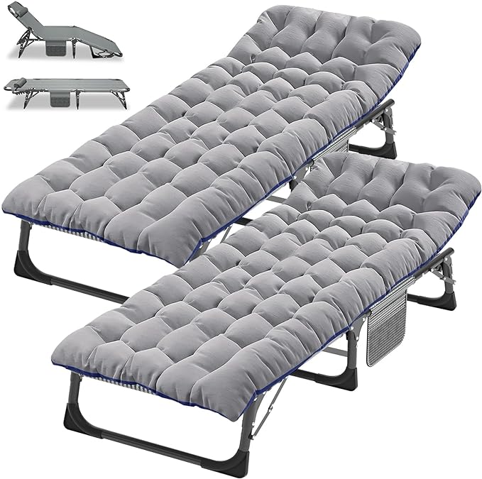 DoCred Folding Camping Cot with Mattress, 2 Pack Heavy Duty Folding Cot for Adults, Portable Sleeping Cot Bed Adults Outdoor Bed with Carry Bag, Travel Camp Cots