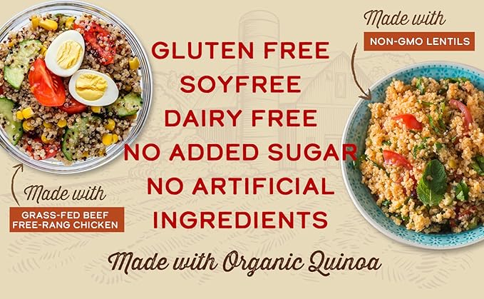 Wild Zora Instant Organic Quinoa Meals - Quick & Tasty Prepared Quinoa Bowls, Pantry Staples Gluten-Free Meal with Lentils Plus 10g Olive Oil Packet - Vegan Variety Sampler (4-Pack)