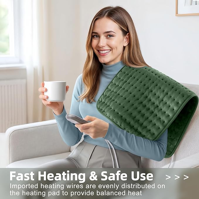 Heating pad for Back, Neck, Shoulder, Cramps and Leg Pain Relief, Heat Pads Christmas Gifts for Women, Men, Mom, Dad, Auto-Off,Machine Washable,Moist Dry Heat Options,Extra Large 12"x24"