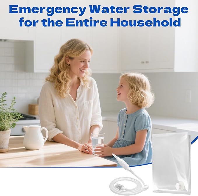 Water Storage Bladder - 100 Gallon Emergency Bathtub Drinking Water Container for Hurricane & Disaster Survival, BPA-Free Food Grade Safe, for Family Preparedness, Camping, Gardening