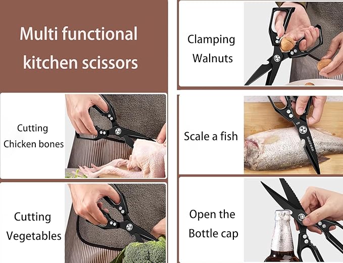Multi-Purpose Rust Proof Kitchen Shears,Dishwasher Safe,Can be Used to Cut Vegetables, Chicken, Steak,Scrape Fish Scales, and Open Bottle Caps, etc(Green)