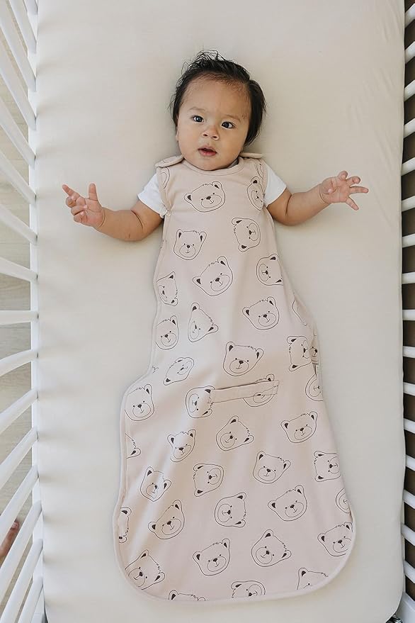 Woolino Merino Wool and Organic Cotton Ultimate Baby Sleep Sack - 4 Season Baby Wearable Blanket - Two-Way Zipper Adjustable Sleeping Bag - Universal Size (2-24 Months) - Teddy Bear
