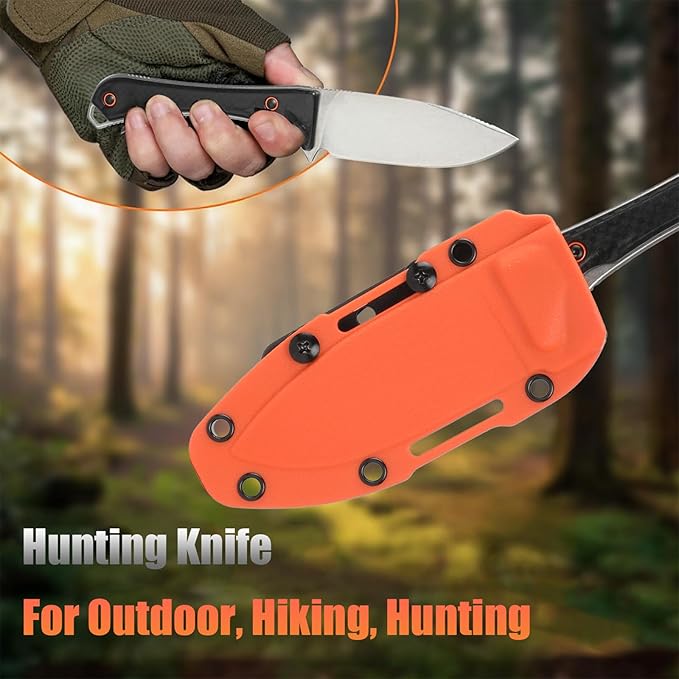 Camping Knife, Fixed Blade Knife With Sheath, Hunting Knife 440c Steel For Outdoor, Hiking, Hunting, Camping (Black)