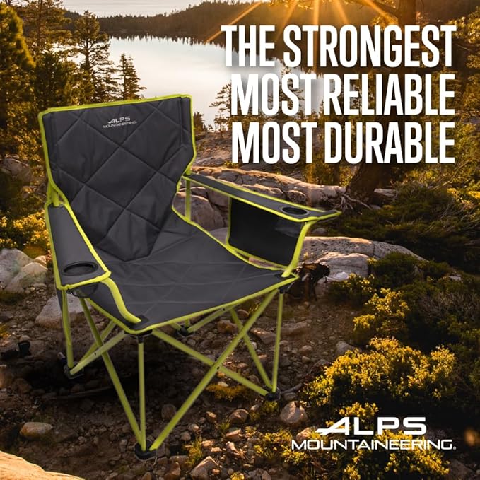 ALPS Mountaineering King Kong Camping Chairs for Adults with Mesh Cup Holders and Pockets, Built Durable and Reliable with Compact Foldable Steel Frame