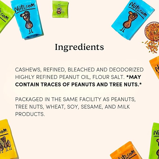 Nuts.com – Roasted Cashews (Lightly Salted) — Creamy & Savory Flavor, Healthy Snack for Adults & Kids, Good Source of Protein, Fiber, Calcium, Iron & Healthy Fats – Vegan & Gluten-Free – 2 Lb Bag