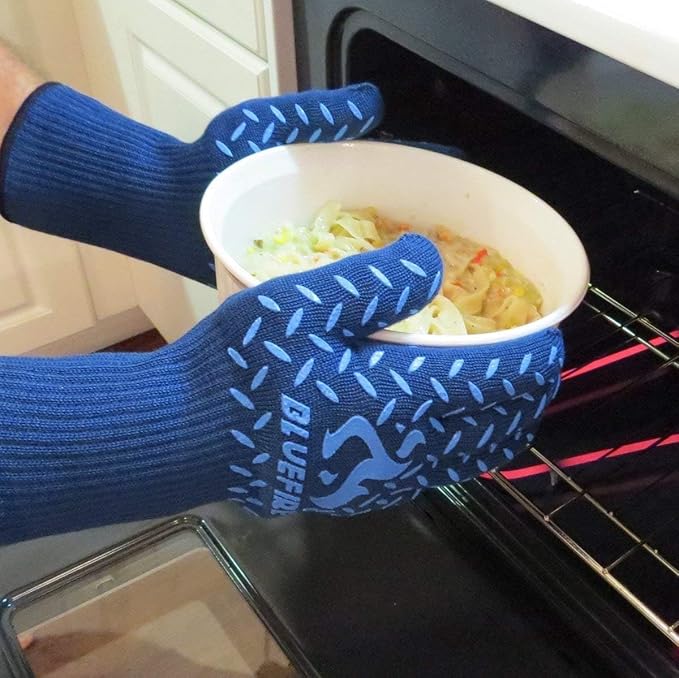 BBQ Grill Firepit Oven Mitts Highest Heat Resistance EN407 Lab Certified