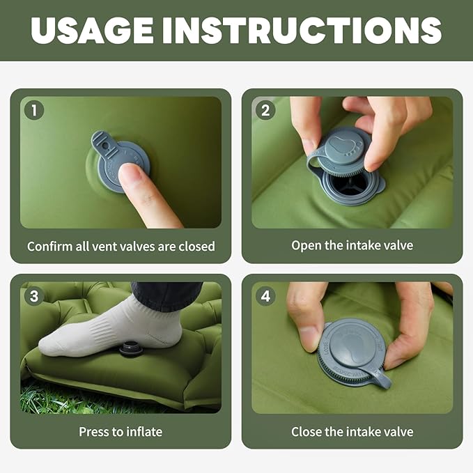 Double Inflatable Sleeping Pad for 2 Person - Ultralight Air Mattress with Built-in Foot Pump, Durable Waterproof Camping Pad for Couples, Backpacking, Hiking