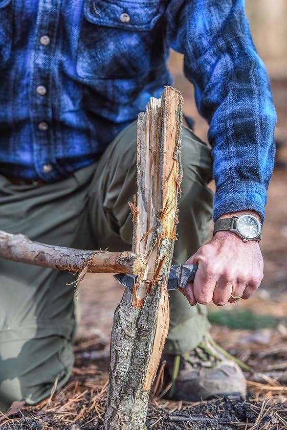 Holtzman's Gorilla Survival Bloodline Fixed Blade Knife with Sheath - Full Tang 1095 High Carbon Steel - Outdoor Bushcraft & Hunting Knife for Survival Gear