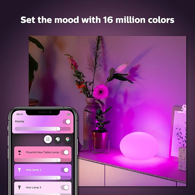 Philips Hue Flourish Smart Table Lamp, White- White and Color Ambiance LED Color-Changing Light- 1 Pack - Control with Hue App- Compatible with Alexa, Google Assistant, and Apple Homekit