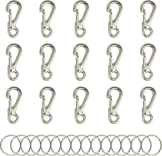 SWATOM Small Mini Carabiner Clip Tiny Spring Snap Hook Keychains Micro Carabiners for Paracord EDC Alloy Key Rings Outdoor Hiking Fishing Camping Backpack Accessories