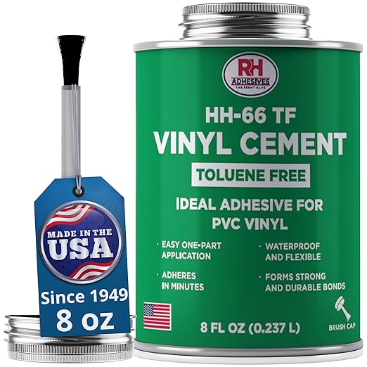 HH-66 Toluene Free Vinyl Cement, 8 oz. can - Vinyl Adhesive, Cement Glue, Repair Glue, Inflatables, Pool Liner, Tarps, Tents, Awnings, Mats, Covers, Waterproof, High Strength, RH Adhesives