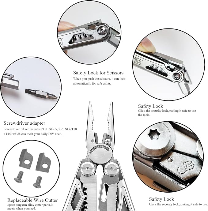 SQT2038-5 18-in-1 Multitool, Gifts for Men, Foldable & Self-Locking, Professional Multitool for DIY, Outdoor Camping, and Home Repairs...