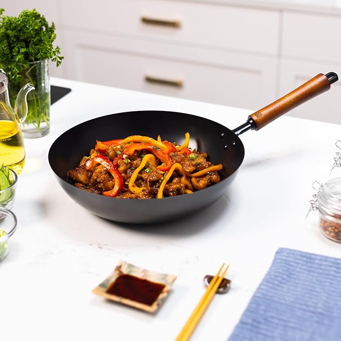 JOYCE CHEN Classic Series 12-Inch Ceramic Nonstick Carbon Steel Stir Fry Pan