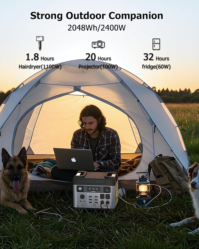 OUKITEL P2001 Plus 2400W Solar Generator with 2x200W Solar Panels, 2048Wh Solar power station, 1800W Fast Charging, Smart APP Control Emergency Power Station for Home, Camping, Outdoor Battery Backup