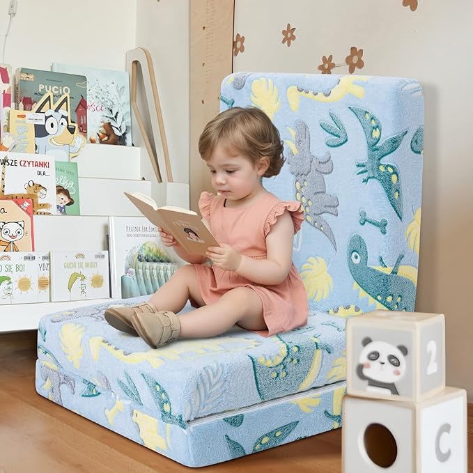 MeMoreCool Foldable Floor Mattress for Kids, Toddler Floor Nap Mat for Sleeping Daycare, Small Child Foldable Mattress Floor Bed, Trifold Futon Portable Tri Folding Mattress, Glow 75x25 Inch