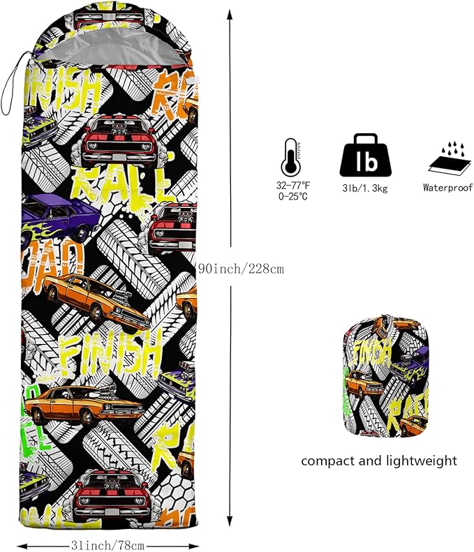 Print sleeping bag,sleeping bags,Outdoor Camping Sleeping Bag,Suitable For Children Boys And Girls Portable,Waterproof,Compact And Lightweight,Great For Outdoor Camping,Backpacking And Hiking