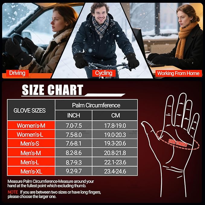 Heated Gloves, Electric Gloves Heated for Men/Women Rechargeable, Waterproof Work Motorcycle Glove for Winter Outdoor